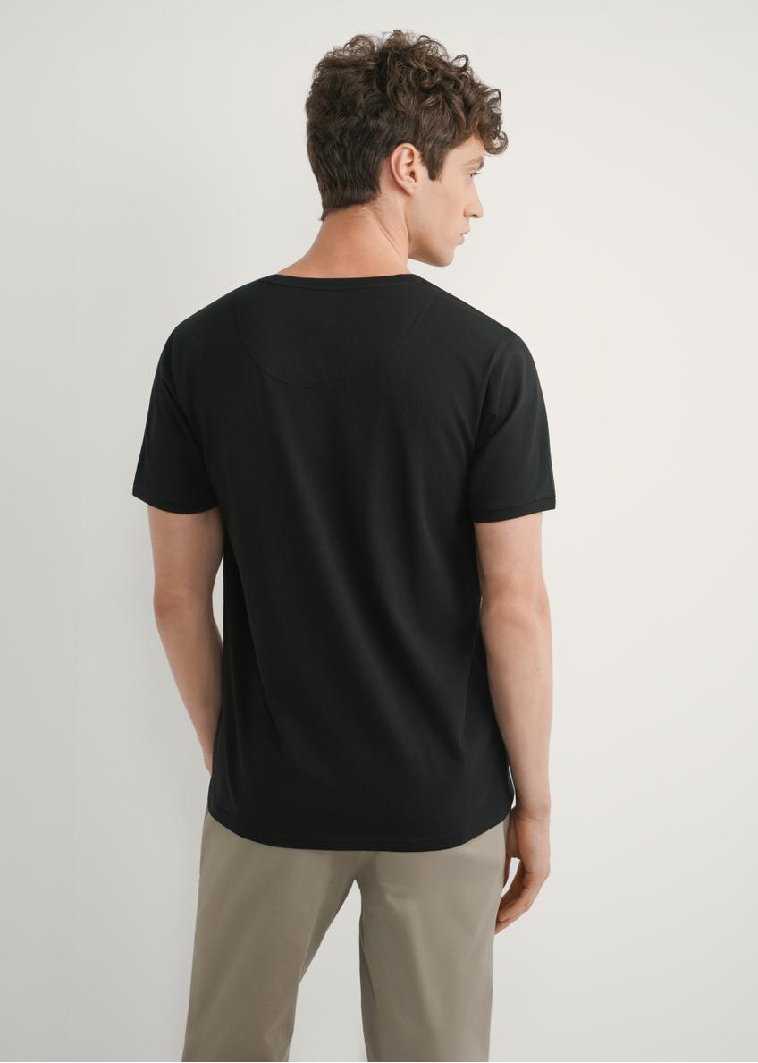 Czarny basic T-shirt męski z logo TSHMT-0088-99(W26)