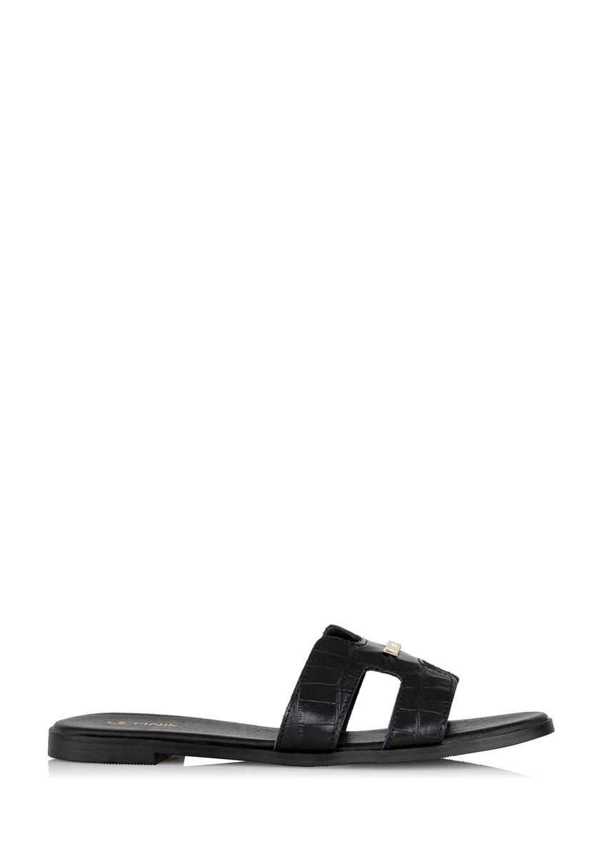 Czarne klapki damskie croco BUTYD-0725C-98(W25)-08