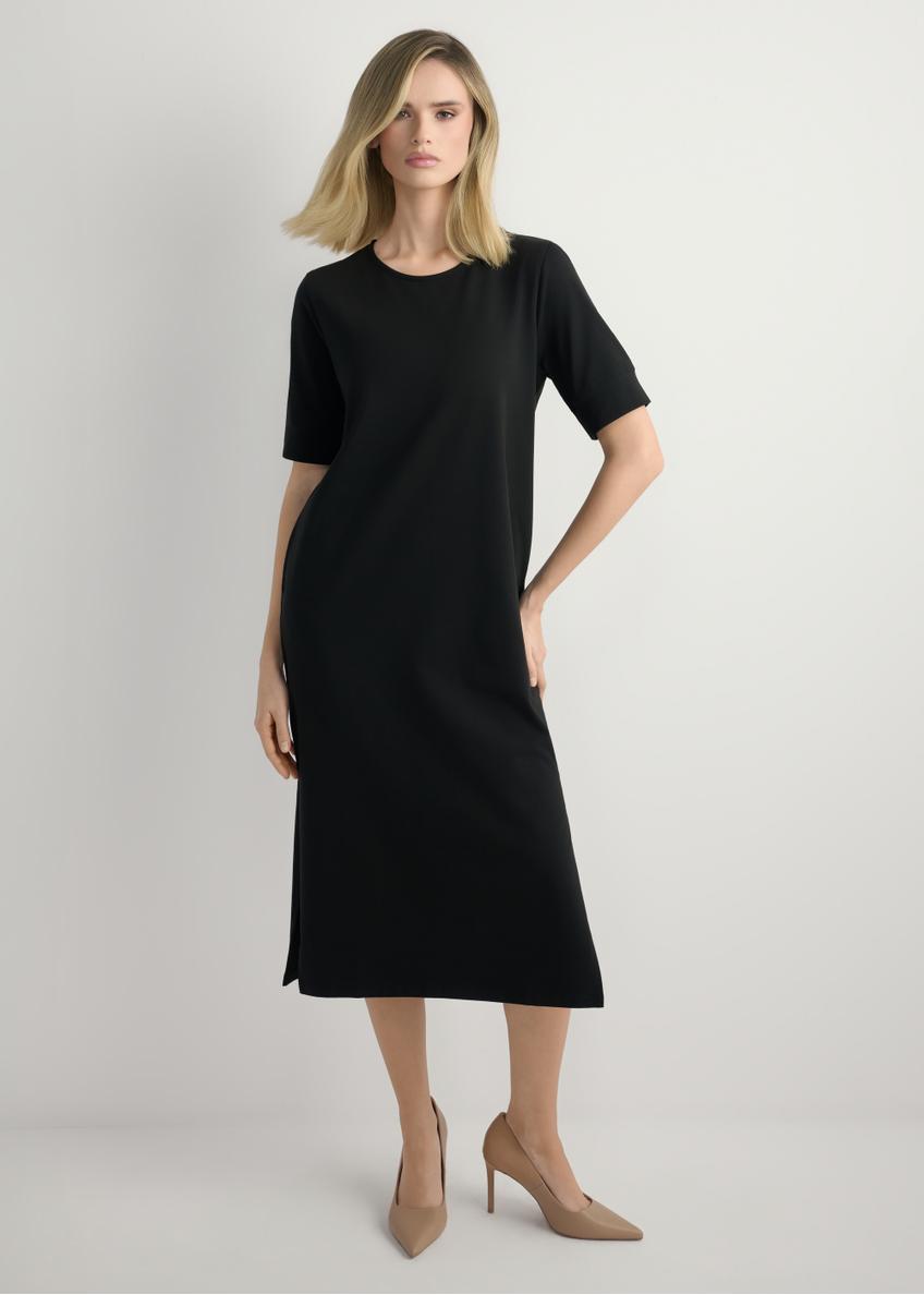 Czarna bawełniana sukienka midi SUKDT-0256-99(W26)