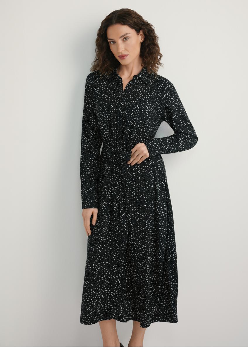 Czarna sukienka w kropki SUKDT-0258-9P(W26)