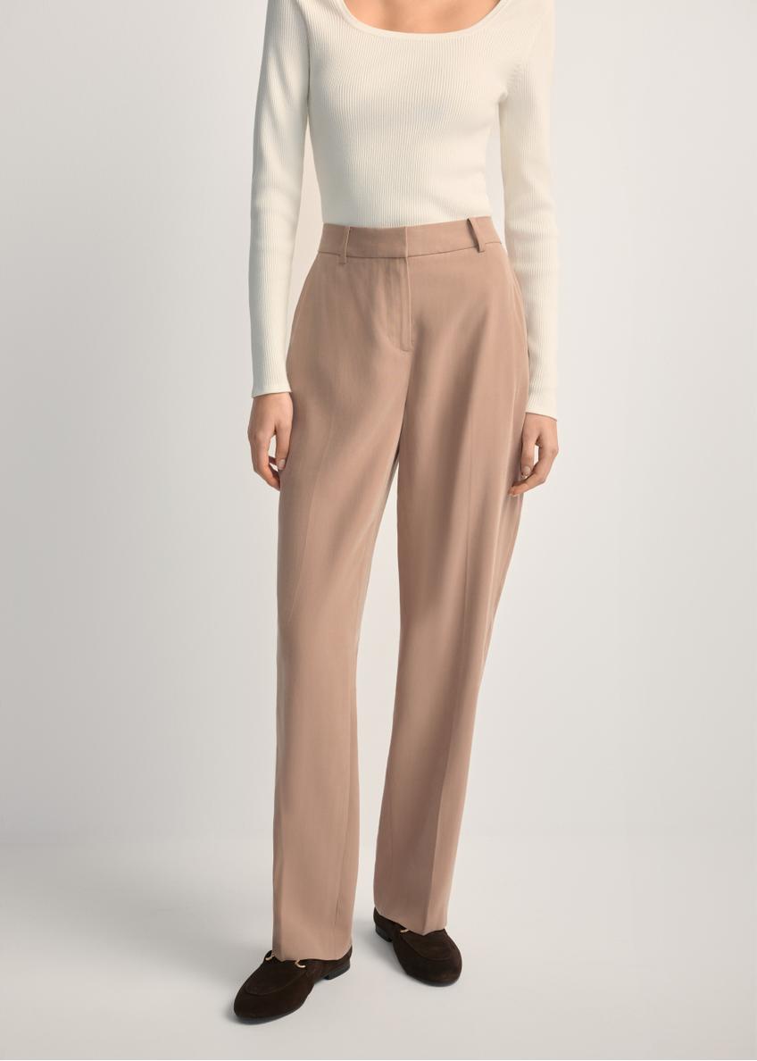 Beżowe eleganckie spodnie damskie SPODT-0106A-1D(W26)