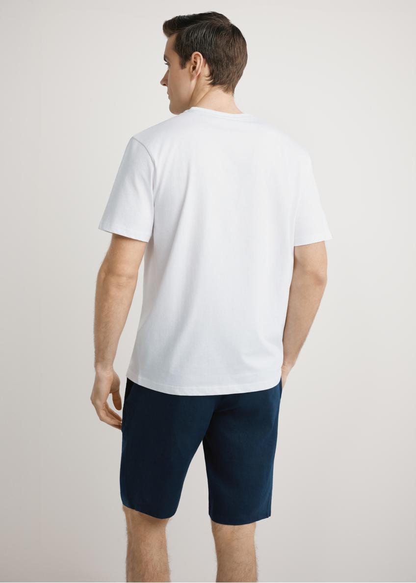 Biały T-shirt męski z nadrukiem TSHMT-0146-0A(W26)