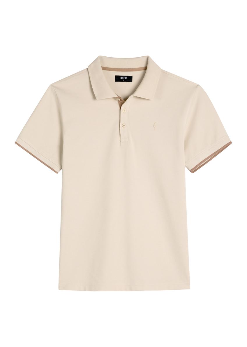 Jasnobeżowa koszulka polo z bawełny POLMT-0045B-1A(W26)