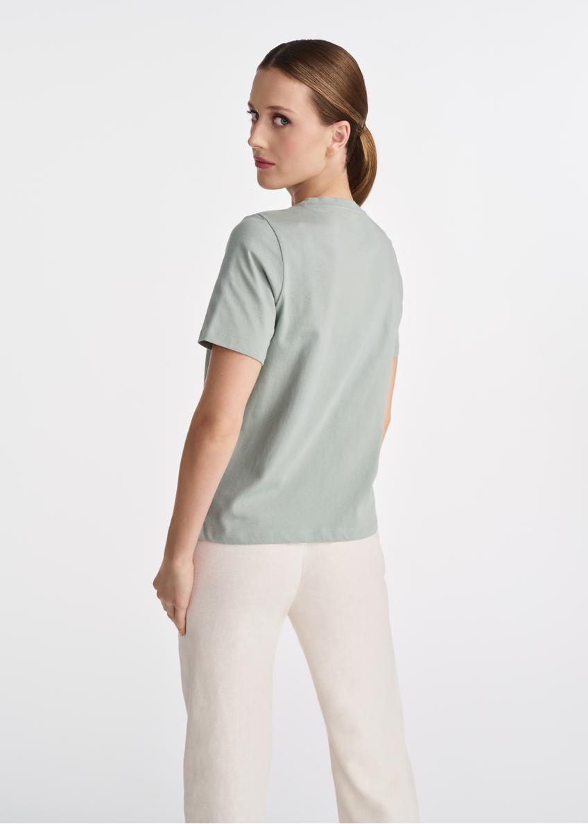 Miętowy T-shirt damski z logo TSHDT-0137-53(W25)