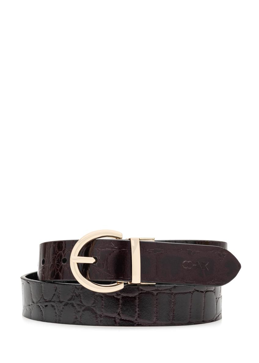 Dwustronny skórzany pasek damski croco PASDS-0332-49(Z25)