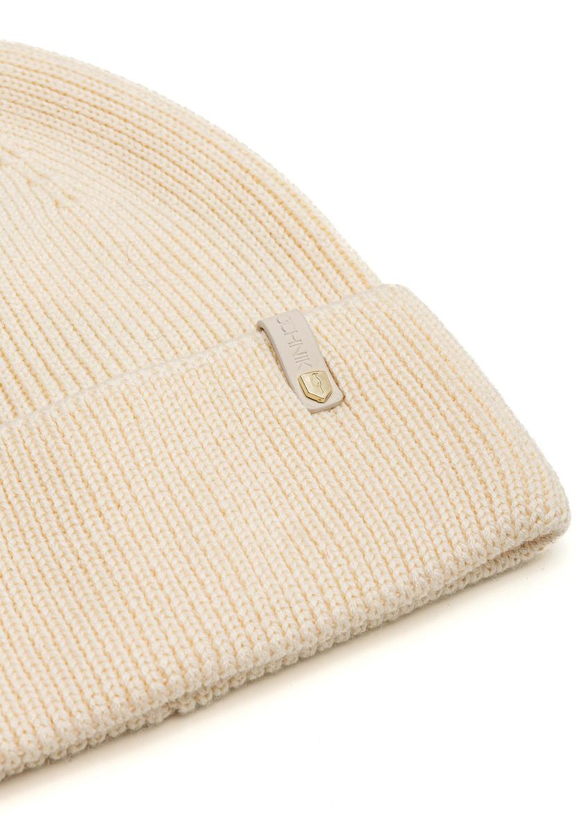 Beżowa czapka damska z wełną merino CZADT-0178A-81(Z25)