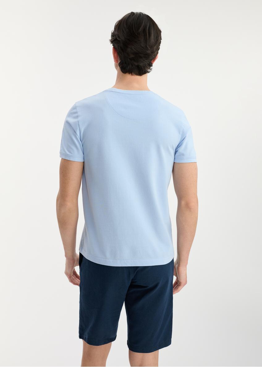 Błękitny T-shirt męski z bawełny TSHMT-0100-60(W25)