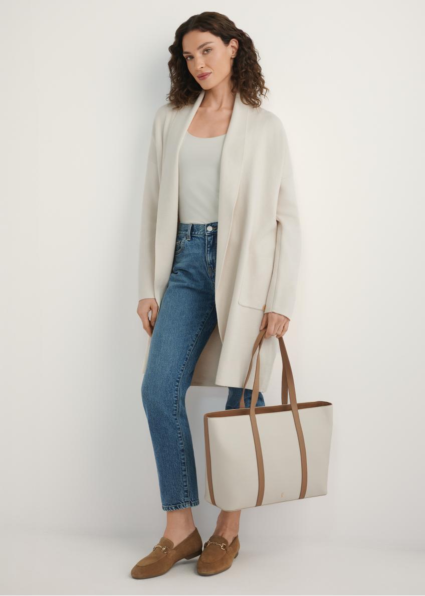 Kremowa skórzana torebka shopper TORES-1273-0B(W26)