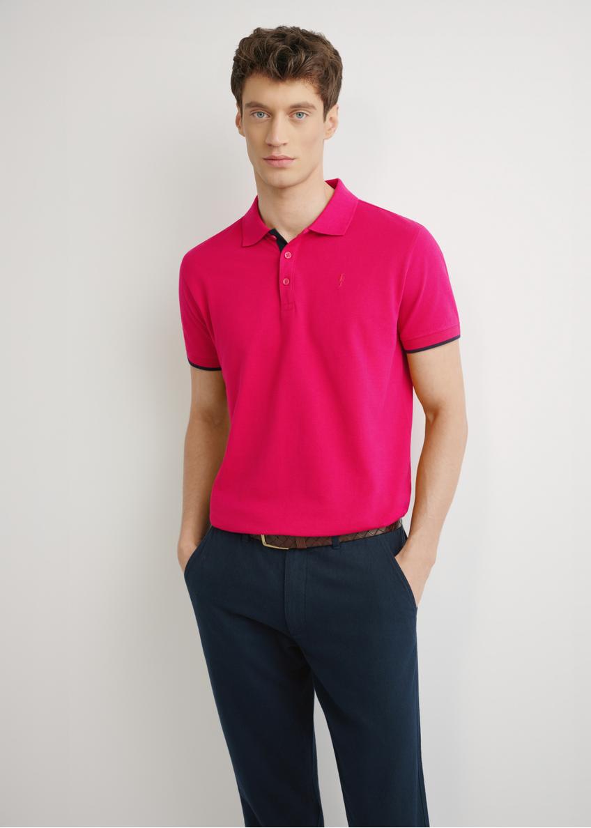 Fuksjowa koszulka polo z bawełny POLMT-0045B-5E(W26)