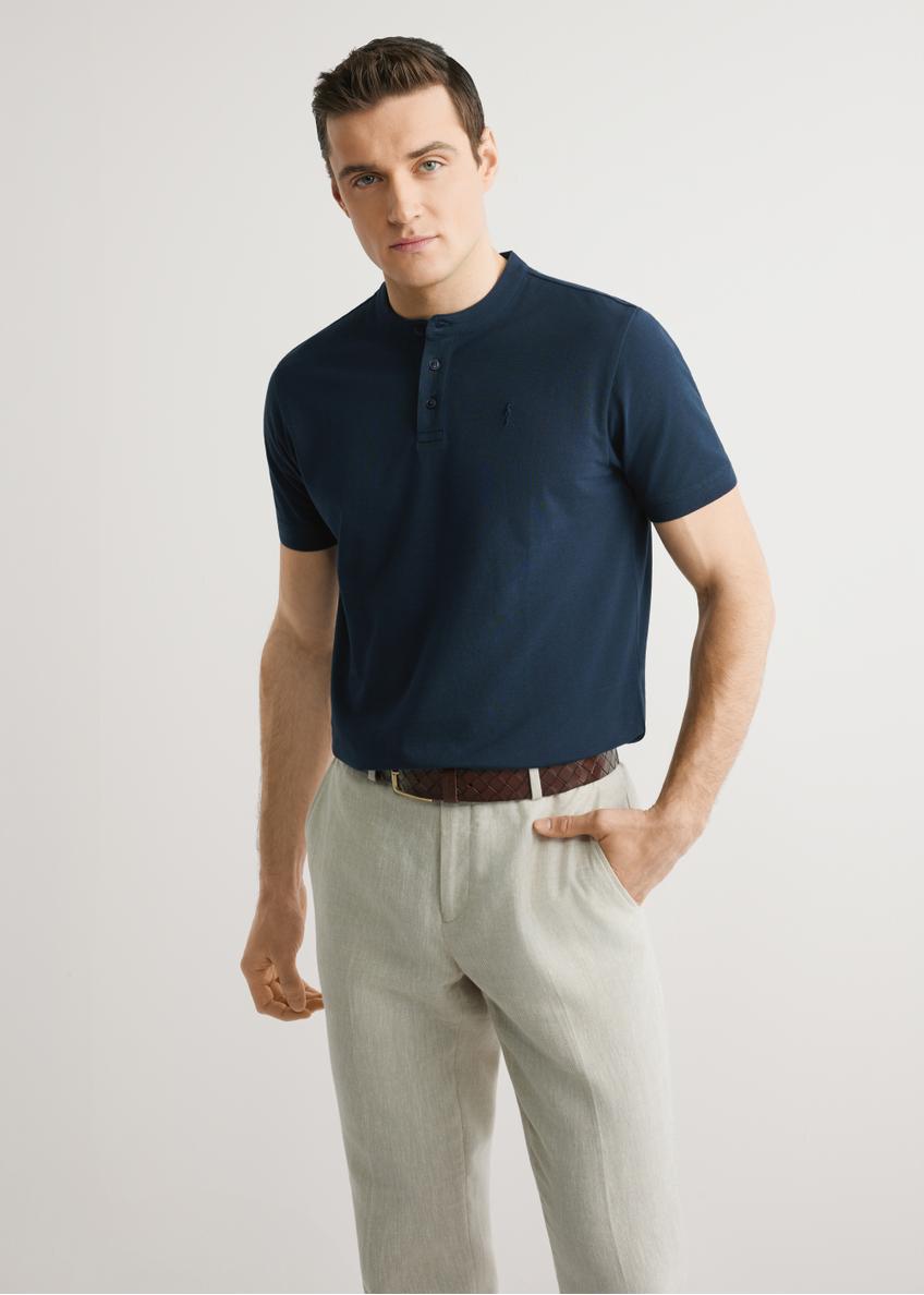 Granatowa koszulka polo męska POLMT-0061-7E(W26)