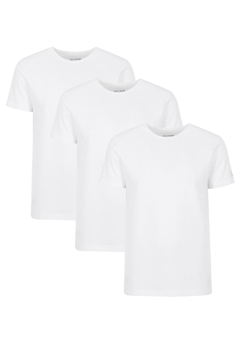 Trójpak białych T-shirtów męskich basic ZESMT-0040-11(KS)-01