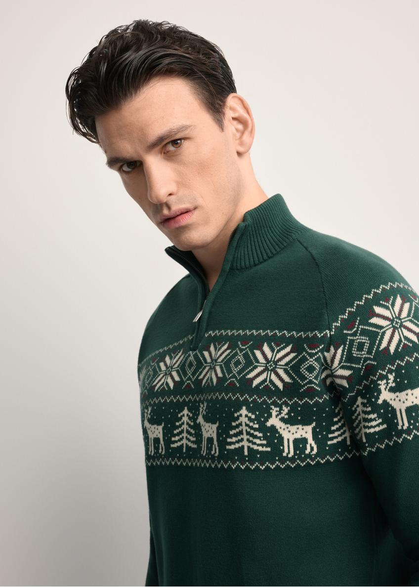 Zielony sweter męski z bawełny SWEMT-0178-54(Z25)