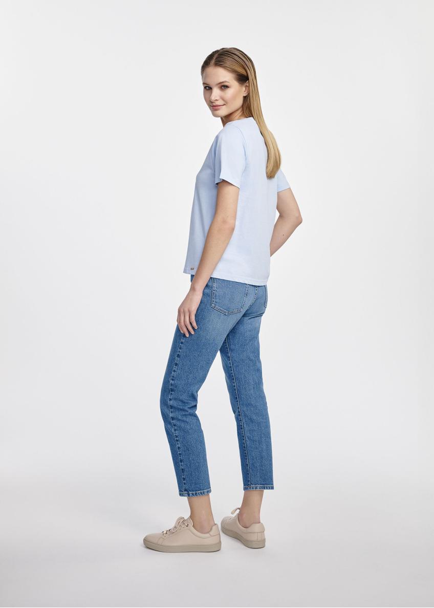 Błękitny t-shirt damski basic TSHDT-0120-60(W25)