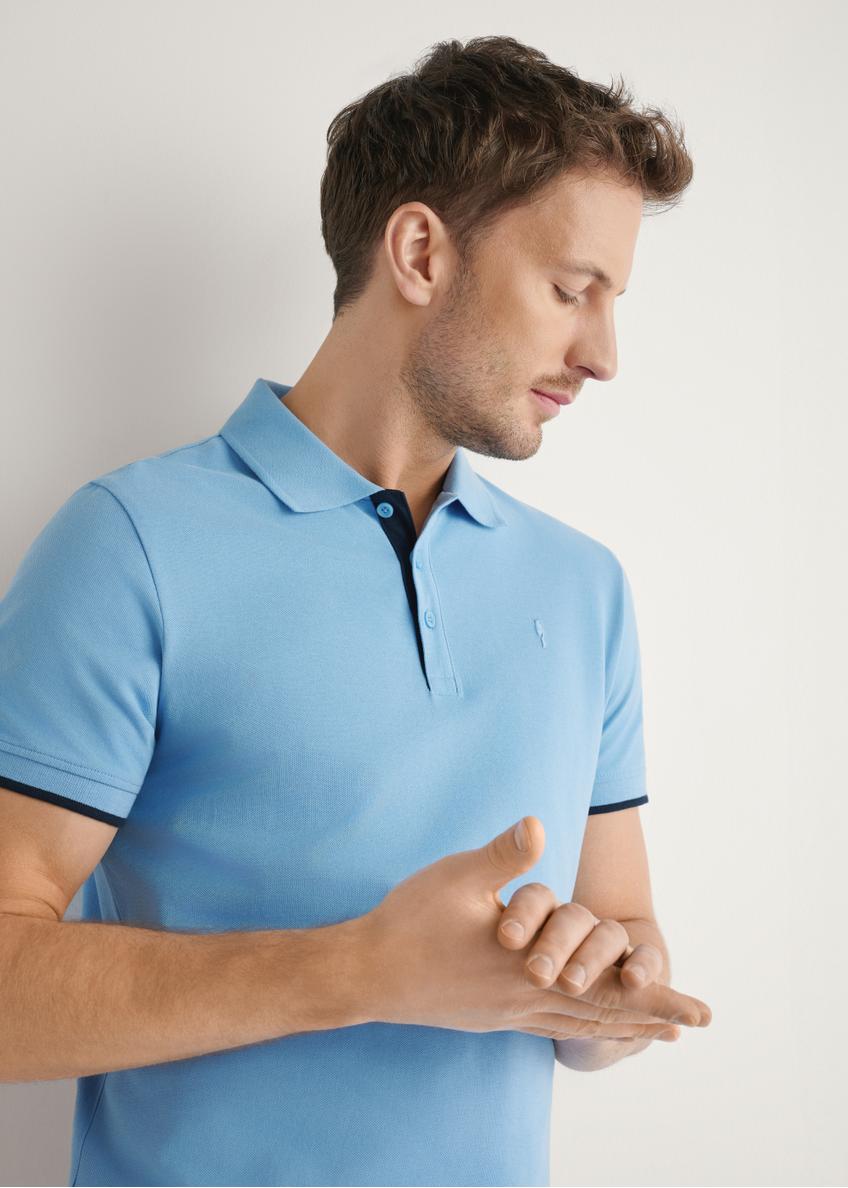Niebieska koszulka polo z bawełny POLMT-0045B-7B(W26)