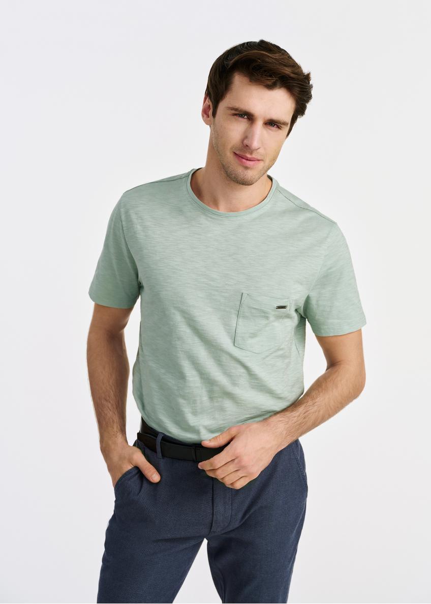 Zielony bawełniany t-shirt męski TSHMT-0121-52(W25)-01