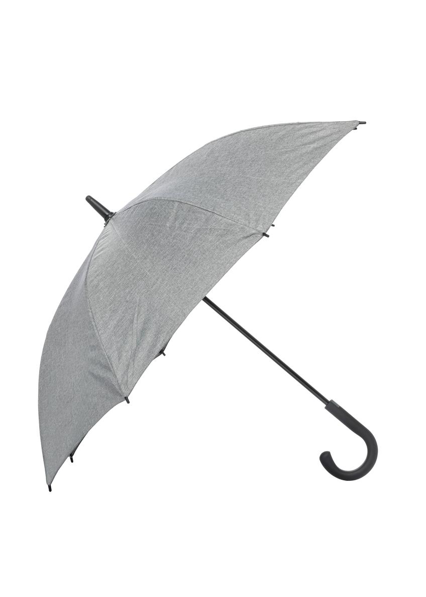 Duży parasol damski w kolorze szarym PARSD-0035-9B(W26), widok produktu z przodu na białym tle.