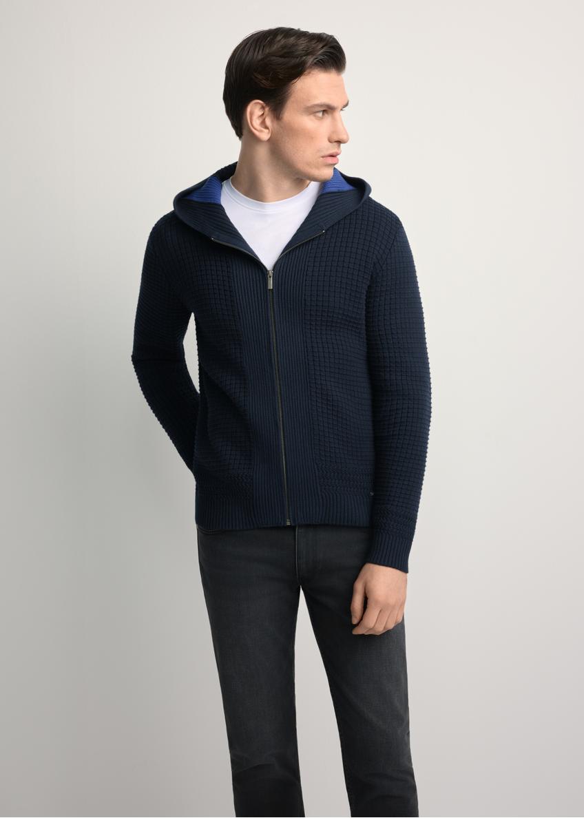 Granatowy sweter męski z kapturem SWEMT-0182-68(Z25)