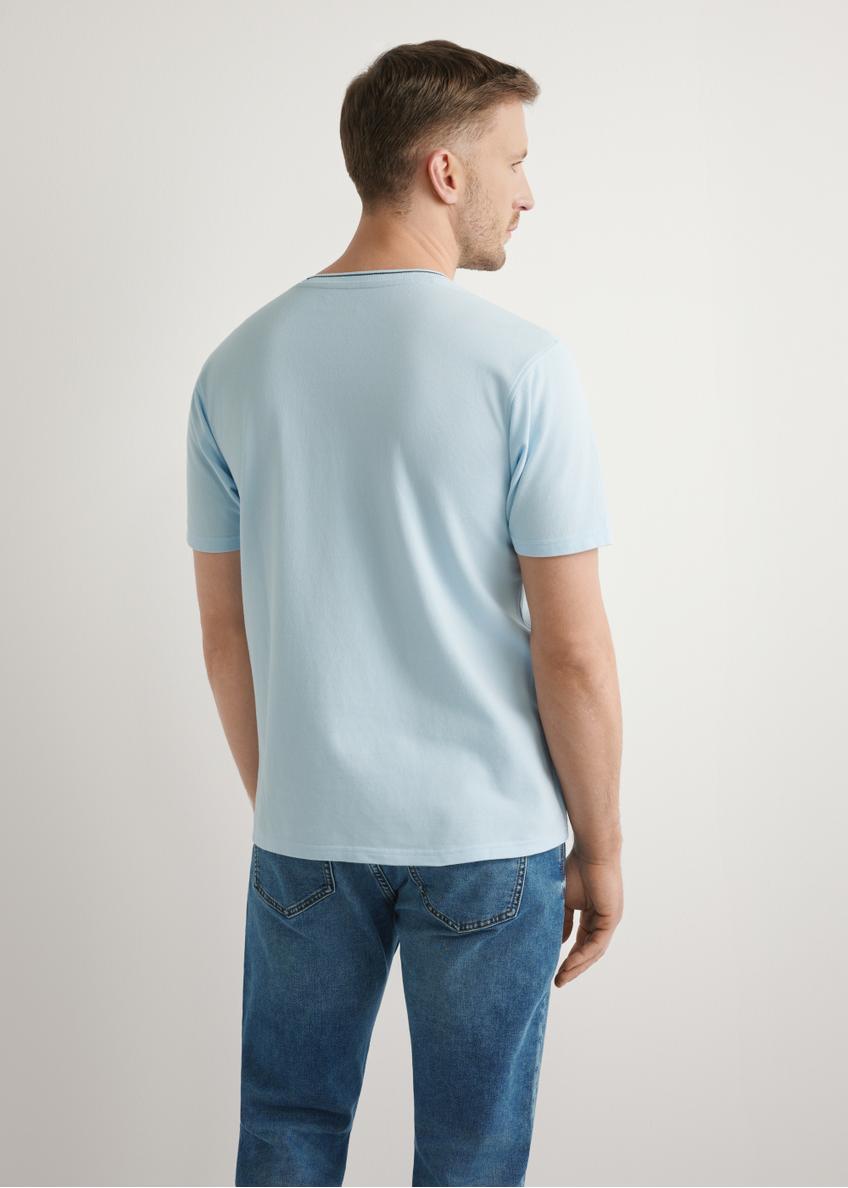 Jasnoniebieski T-shirt męski z bawełny TSHMT-0150-7A(W26)