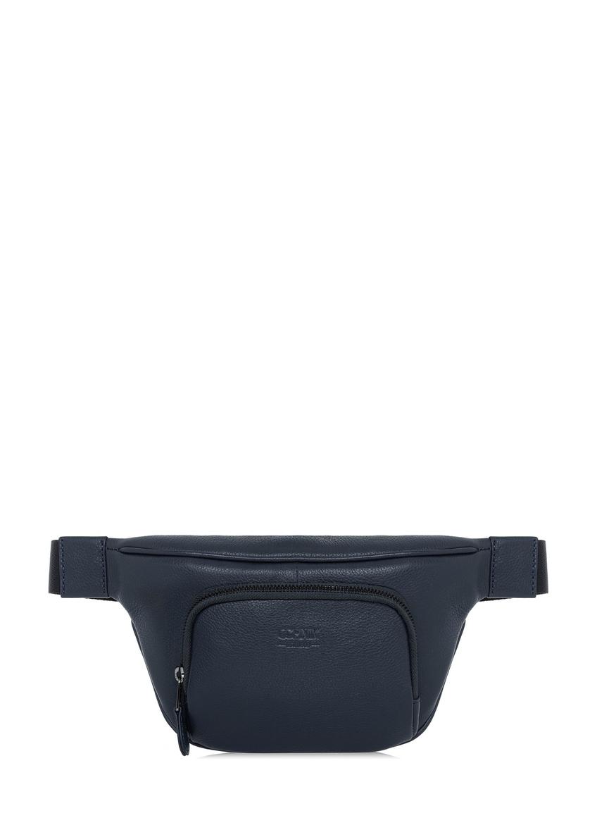 Granatowa nerka skórzana z logo TORMS-0280D-69(W25)