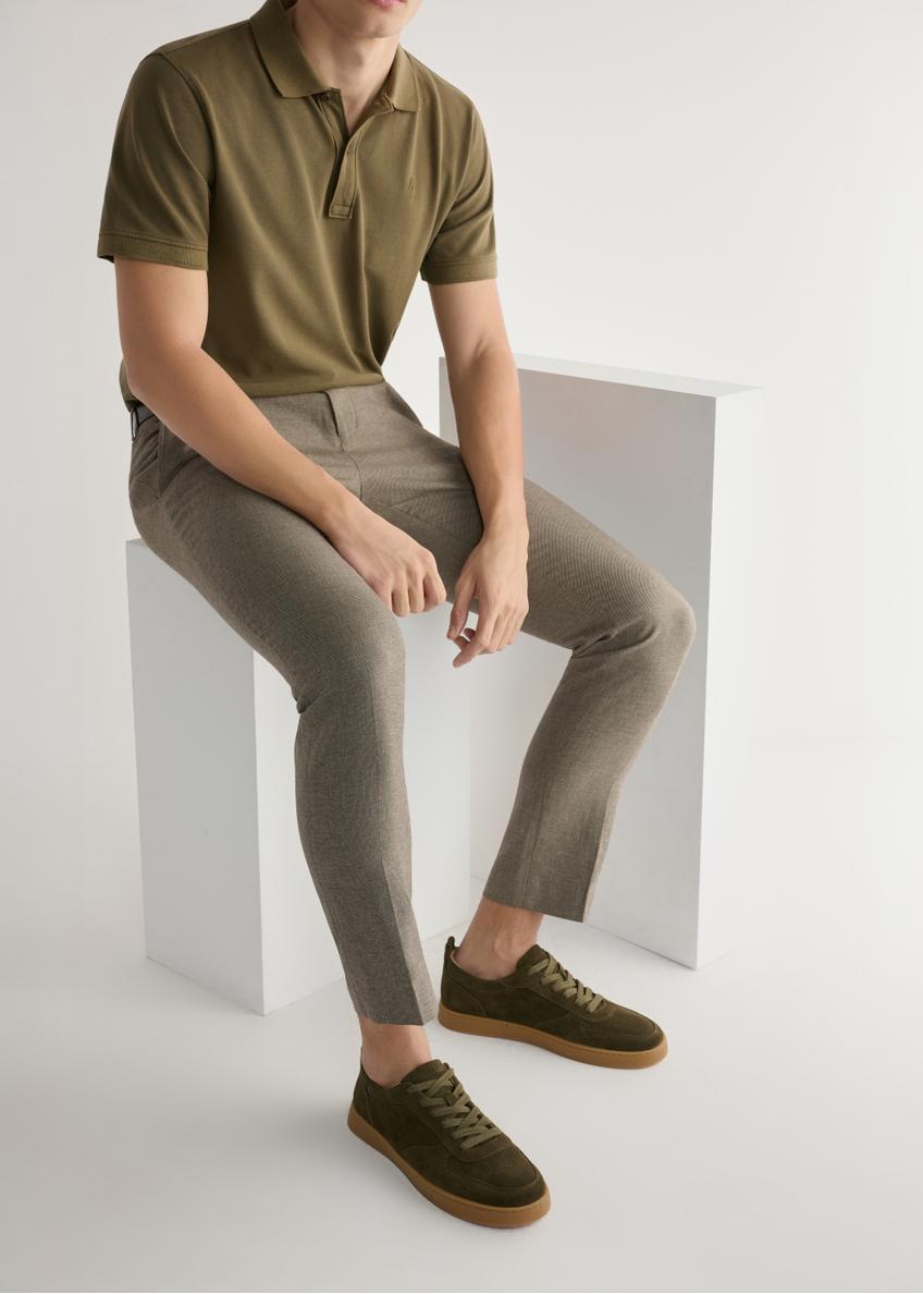 Skórzane buty sportowe w kolorze khaki BUTYM-0528-8D(W26)