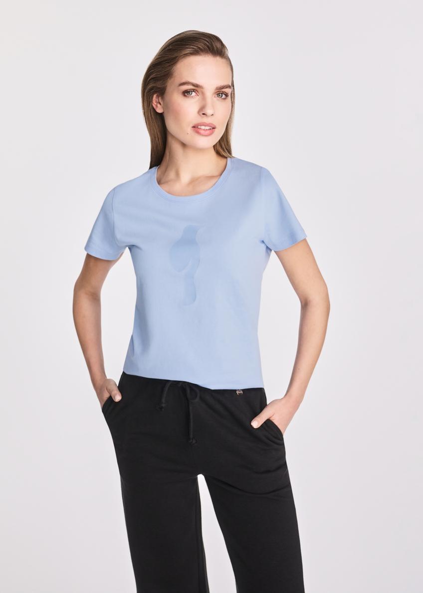 Błękitny t-shirt damski z logo TSHDT-0133-60(W25)-01