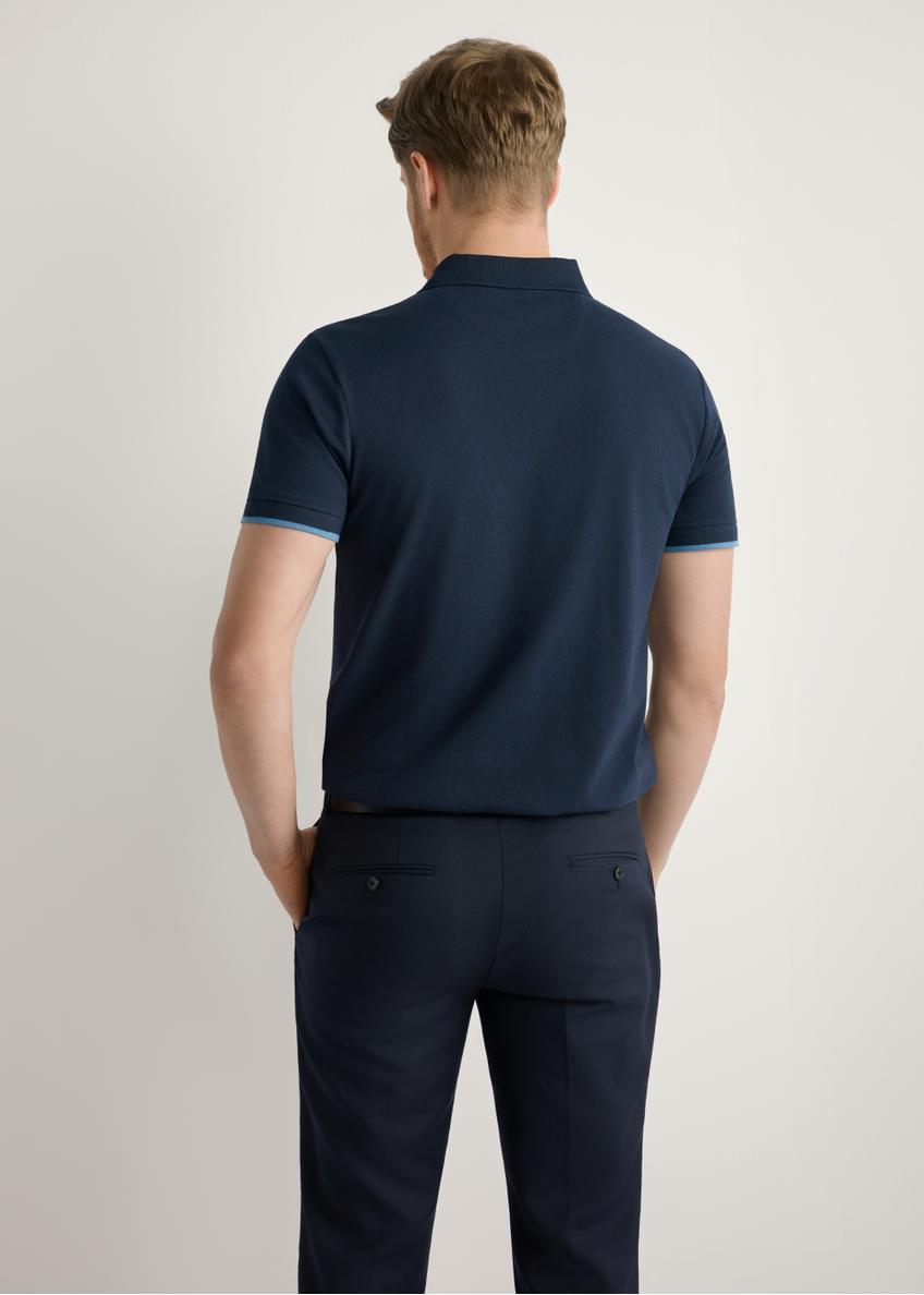 Granatowa koszulka polo z bawełny POLMT-0045B-7E(W26)