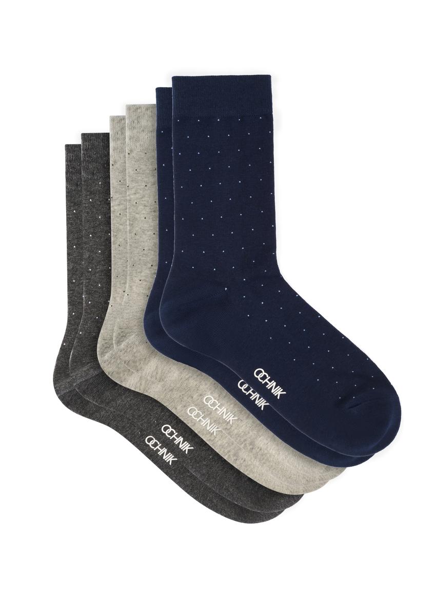 Zestaw długich skarpet męskich ZESMT-0063-00(W26) - widok produktu od góry, na białym tle.