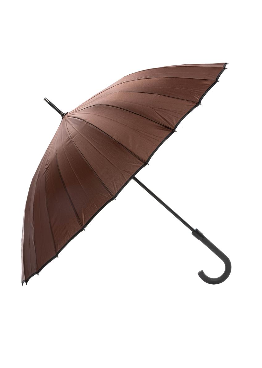 Brązowy parasol męski PARSM-0010-1H(W26), widok produktu z przodu na białym tle.