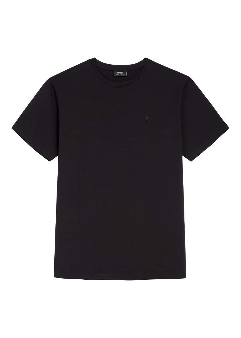 Czarny bawełniany T-shirt męski TSHMT-0120-99(W26)