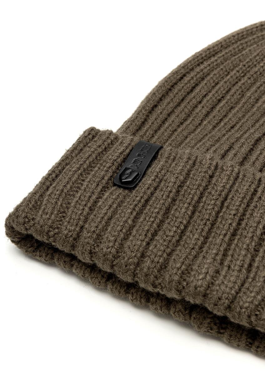 Zimowa czapka męska w kolorze khaki CZAMT-0088-51(Z25)