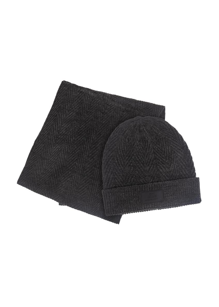 Szary zestaw męski czapka i szalik ZESTM-0004-95(Z24)-01