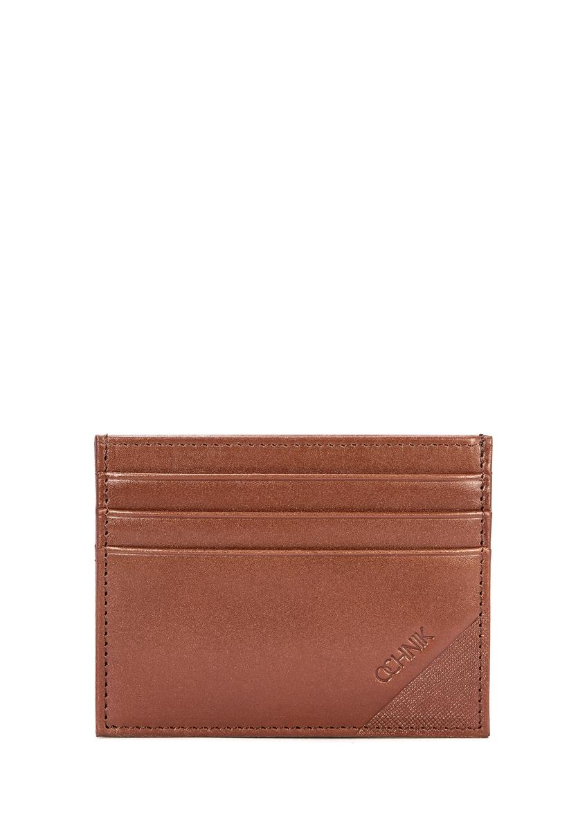 Skórzane etui na karty w kolorze brązowym PORMS-0637-88(W25)