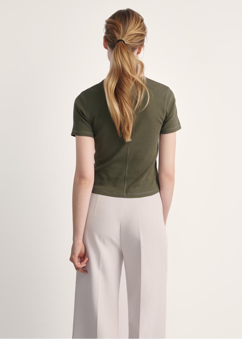 T-shirt damski w kolorze khaki TSHDT-0145-55(Z25)