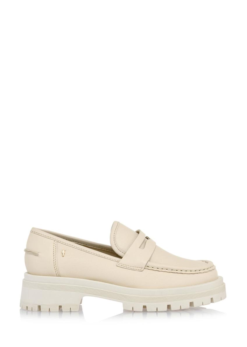 Skórzane beżowe loafersy damskie BUTYD-1069-81(W24)-06